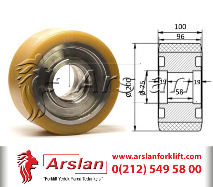 Jungheinrich Yük Tekeri 63187810 200x100mm (İstif Makinaları Yedek Parça)