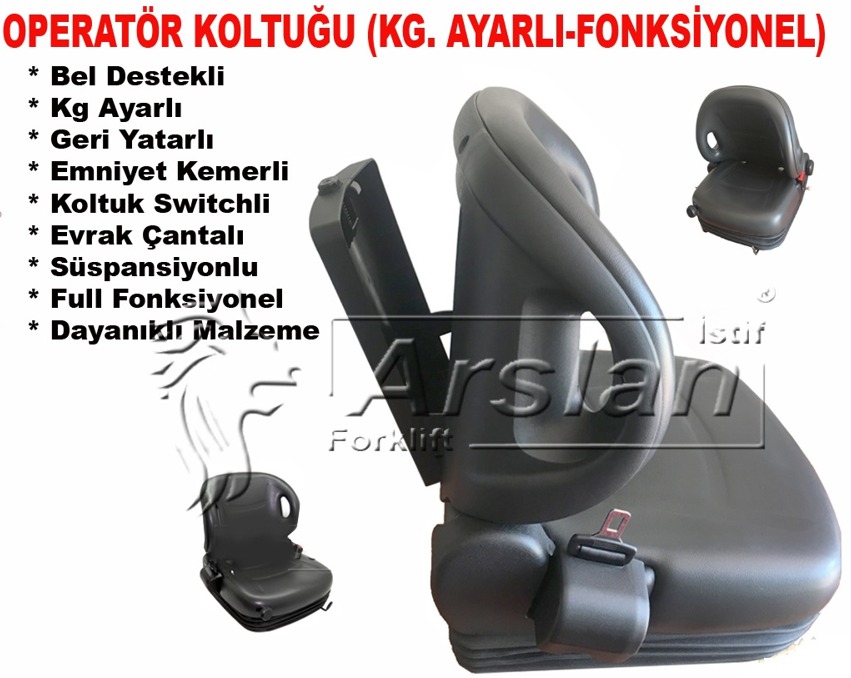TAM DONANIMLI-SÜSPANSİYONLU KOLTUK (Forklift Yedek Parça)